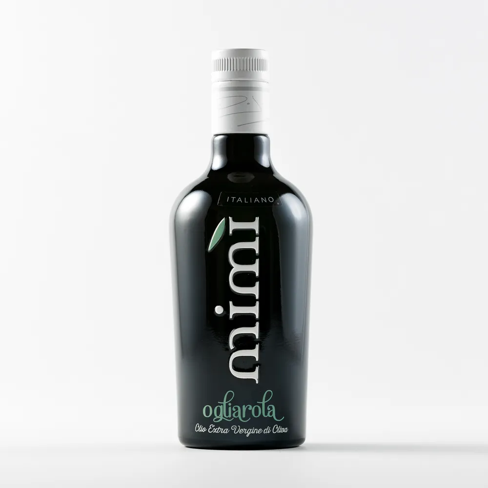 Mimi Ogliarola extra virgin olive oil bottle packshot